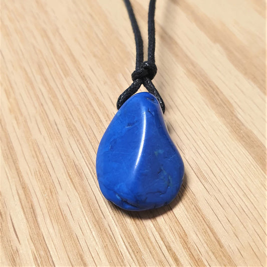 Blue Howlite Drilled Tumbled Pendant