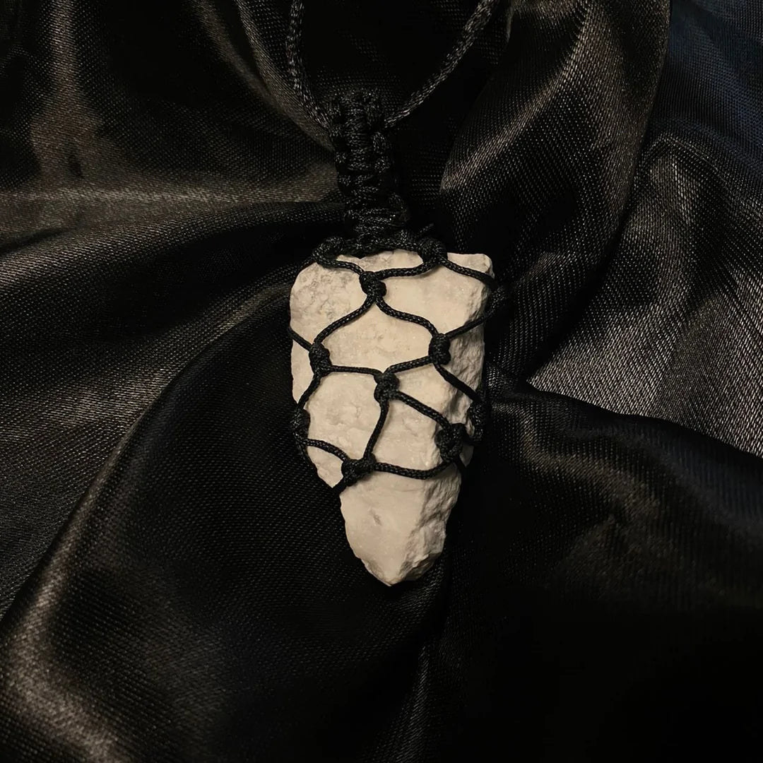 Desert Rose Selenite Macrame Pendant