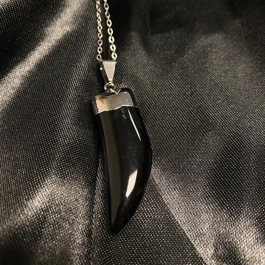 Black Onyx Tooth Pendant