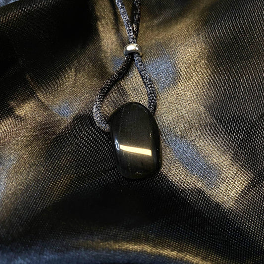 Black Obsidian Drilled Tumbled Pendant